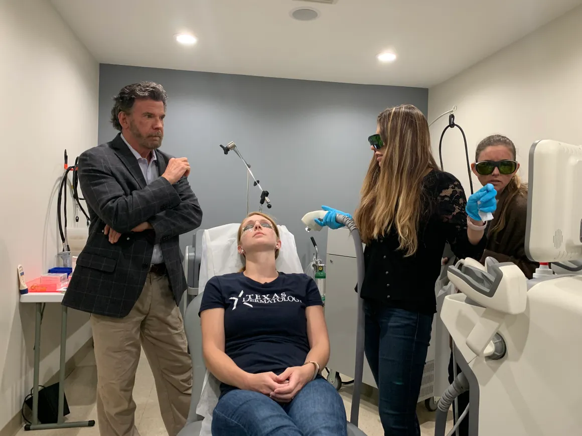 Don Berryhill, Certified Laser Safety Officer and aesthetic clinic consultant, demonstrating advanced laser techniques